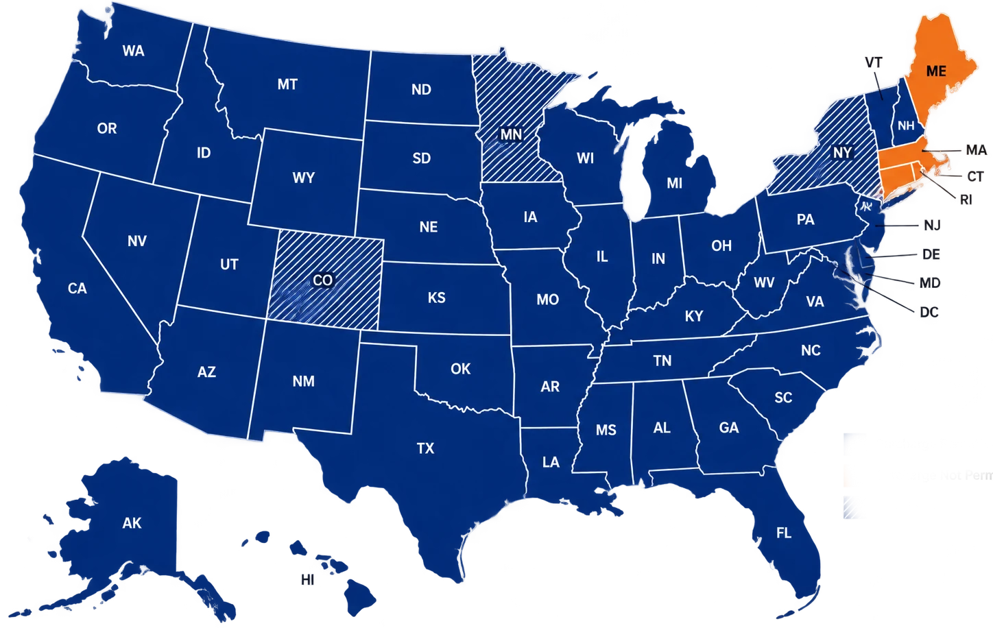 United States surcharge requirements map